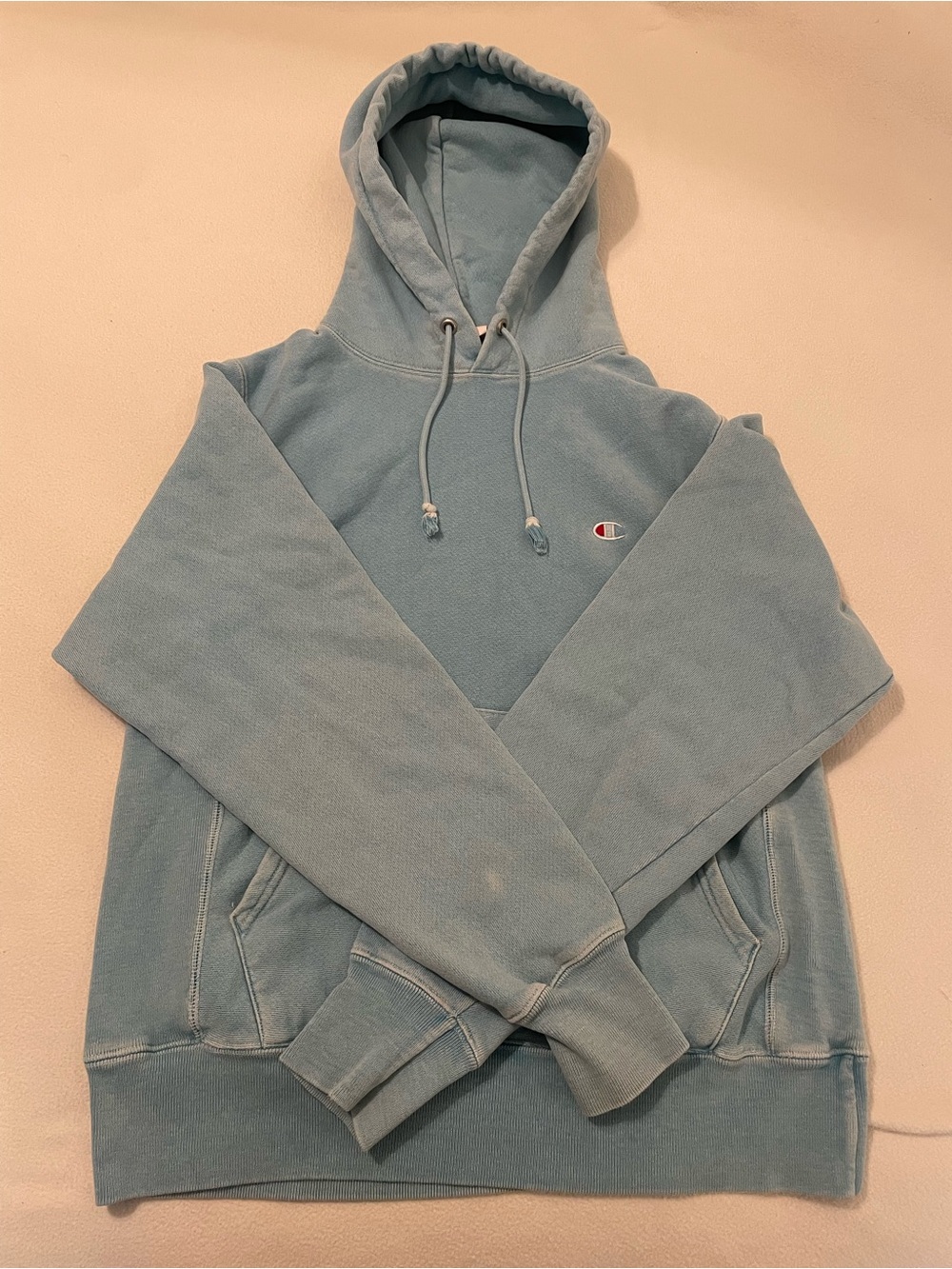 Vintage Champion Women’s Reverse Weave Hooded Sweatshirt Small Turquoise